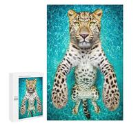`jigsaw 1000 PCS for Adults Leopard Swimming Pool Adventure Jigsaws for Adults Puzzle Stress Reliever Challenging To Complete Stress Reduction Gifts 1000 PCS