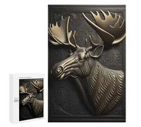 Jigsaw 1000 PCS for Adults Moose Gold Relief Deco Jigsaw Puzzle Brain Teaser Game Difficult Hard Deal As Gifts for The Whole Family 1000 PCS