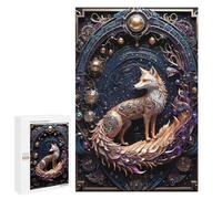 Jigsaw 1000 PCS for Adults Mythical Red Fox Art Deco Jigsaw Puzzle Brain Teaser Game Difficult Hard Deal As Gifts for The Whole Family 1000 PCS