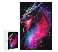 Jigsaw 1000 PCS for Adults Neon Dragon Art Print Jigsaw Puzzle Brain Teaser Game Difficult Hard Deal As Gifts for The Whole Family 1000 PCS