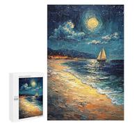 `jigsaw 1000 PCS for Adults Night Sail Serenity Jigsaws for Adults Puzzle Stress Reliever Challenging To Complete Stress Reduction Gifts 1000 PCS