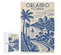 Jigsaw 1000 PCS for Adults Orlando Florida Travel Poster Art Jigsaw Puzzle Brain Teaser Game Difficult Hard Deal As Gifts for The Whole Family 1000 PCS