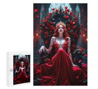 Jigsaw 1000 PCS for Adults Red Queen on Throne Jigsaw Puzzle Brain Teaser Game Difficult Hard Deal As Gifts for The Whole Family 1000 PCS