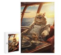 Jigsaw 1000 PCS for Adults Rich Wealthy Cat Yacht Adult Jigsaw Puzzle Fun Games Analysis And Logic Unique Birthday And Gifts 1000 PCS