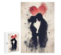 Jigsaw 1000 PCS for Adults Silhouette Couple Love Jigsaw Puzzle Brain Teaser Game Difficult Hard Deal As Gifts for The Whole Family 1000 PCS