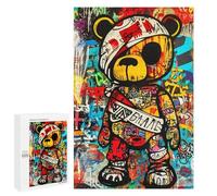 `jigsaw 1000 PCS for Adults Street Art Teddy Bear Graffiti Jigsaws for Adults Puzzle Stress Reliever Challenging To Complete Stress Reduction Gifts 1000 PCS