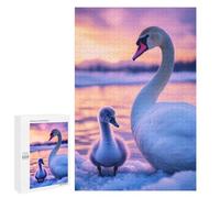 Jigsaw 1000 PCS for Adults Swan And Cygnet at Sunset Adult Jigsaw Puzzle Fun Games Analysis And Logic Unique Birthday And Gifts 1000 PCS
