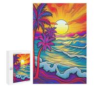`jigsaw 1000 PCS for Adults Vibrant Tropical Sunset Scene Jigsaws for Adults Puzzle Stress Reliever Challenging To Complete Stress Reduction Gifts 1000 PCS
