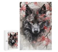 Jigsaw 1000 PCS for Adults Wolf Cherry Blossoms Jigsaw Puzzle Brain Teaser Game Difficult Hard Deal As Gifts for The Whole Family 1000 PCS