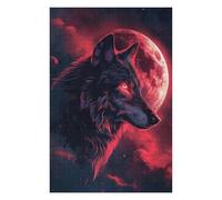 Jigsaw 1000 PCS for Adults Wolf Moon Clouds Red Eyes Puzzles for Adults Brain Teaser Game Perfect Decoration Help The Brain Exercise 1000 PCS