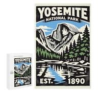 Jigsaw 1000 PCS for Adults Yosemite National Park Vintage Poster Jigsaw Puzzle Brain Teaser Game Difficult Hard Deal As Gifts for The Whole Family 1000 PCS