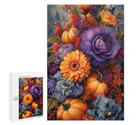 Jigsaw 1000 PCS for Teenagers Autumn Floral Bouquet with Pumpkins Puzzle For Teenagers Difficult Hard Fun Activities at Home Addictive Toys to Cultivate Patience 1000 PCS
