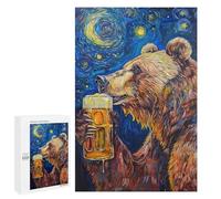 Jigsaw 1000 PCS for Teenagers Beer Drinking Bear Art Print Puzzles for Teenagers Improve Memory for Birthday, Chrismas Christmas Birthday Gifts 1000 PCS