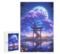 Jigsaw 1000 PCS for Teenagers Cherry Blossom Moonlit Gateway Puzzle For Teenagers Difficult Hard Fun Activities at Home Addictive Toys to Cultivate Patience 1000 PCS