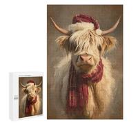 Jigsaw 1000 PCS for Teenagers Christmas Highland Cow Art Print-1 Puzzles for Teenagers Analysis And Logic Train Your Brain And Hands Unique Challenge Game 1000 PCS