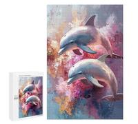 Jigsaw 1000 PCS for Teenagers Colorful Dolphins Painting Artwork Puzzle For Teenagers Difficult Hard Fun Activities at Home Addictive Toys to Cultivate Patience 1000 PCS