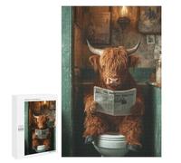 Jigsaw 1000 PCS for Teenagers Cow Reading Newspaper in Bathroom Puzzle For Teenagers Difficult Hard Fun Activities at Home Addictive Toys to Cultivate Patience 1000 PCS