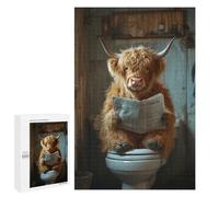Jigsaw 1000 PCS for Teenagers Cow Reading Newspaper on Toilet-3 Puzzle For Teenagers Difficult Hard Fun Activities at Home Addictive Toys to Cultivate Patience 1000 PCS