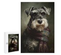 Jigsaw 1000 PCS for Teenagers Cozy Schnauzer in Plaid Scarf Puzzle For Teenagers Difficult Hard Fun Activities at Home Addictive Toys to Cultivate Patience 1000 PCS