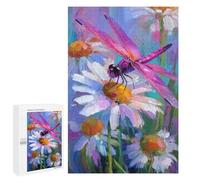 Jigsaw 1000 PCS for Teenagers Dragonfly on Daisy Flower Puzzles for Teenagers Analysis And Logic Train Your Brain And Hands Unique Challenge Game 1000 PCS