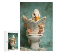 Jigsaw 1000 PCS for Teenagers Duck Reading Newspaper on Toilet Puzzle For Teenagers Enhance Memory Challenging To Complete Family Fun & Game Night 1000 PCS