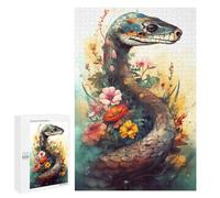 Jigsaw 1000 PCS for Teenagers Floral Serpent Art Print Puzzle For Teenagers Difficult Hard Fun Activities at Home Addictive Toys to Cultivate Patience 1000 PCS