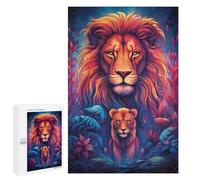 Jigsaw 1000 PCS for Teenagers Magical Lion Fantasy Art Print Puzzle For Teenagers Enhance Memory Challenging To Complete Family Fun & Game Night 1000 PCS