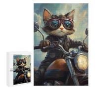 Jigsaw 1000 PCS for Teenagers Motorcycle Cat Adventure Puzzle For Teenagers Difficult Hard Fun Activities at Home Addictive Toys to Cultivate Patience 1000 PCS