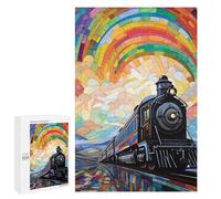 Jigsaw 1000 PCS for Teenagers Rainbow Train Journey Puzzle For Teenagers Difficult Hard Fun Activities at Home Addictive Toys to Cultivate Patience 1000 PCS