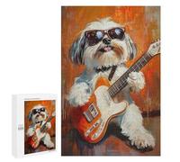 Jigsaw 1000 PCS for Teenagers Rock Star Pup with Guitar -9 Puzzles for Teenagers Improve Memory for Birthday, Chrismas Christmas Birthday Gifts 1000 PCS