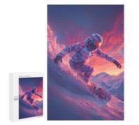 Jigsaw 1000 PCS for Teenagers Snowboarder in Cosmic Sunset Puzzle For Teenagers Enhance Memory Challenging To Complete Family Fun & Game Night 1000 PCS