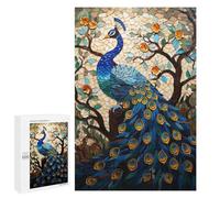 Jigsaw 1000 PCS for Teenagers Stained Glass Peacock Artwork-4 Puzzles for Teenagers Improve Memory for Birthday, Chrismas Christmas Birthday Gifts 1000 PCS
