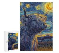 Jigsaw 1000 PCS for Teenagers Starry Night Bison Art Print Puzzles for Teenagers Improve Memory for Birthday, Chrismas Christmas Birthday Gifts 1000 PCS