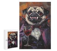 Jigsaw 1000 PCS for Teenagers Vampire Pug with Wine Glass-4 Puzzles for Teenagers Improve Memory for Birthday, Chrismas Christmas Birthday Gifts 1000 PCS