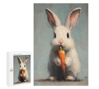 Jigsaw 1000 PCS for Teenagers White Bunny with Carrot Puzzles for Teenagers Improve Memory for Birthday, Chrismas Christmas Birthday Gifts 1000 PCS