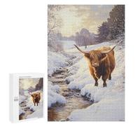 Jigsaw 1000 PCS for Teenagers Winter Highland Cow Scene-1 Puzzle For Teenagers Difficult Hard Fun Activities at Home Addictive Toys to Cultivate Patience 1000 PCS