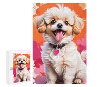 Jigsaw 1000 PCS for Teenagerss A Stylized Portrait of A Small Dog, Resembling A Poodle Or Mixed Breed, Captured in A Vibr Puzzles for Teenagerss Analysis And Logic Parent-child Interaction Challenging