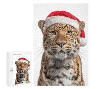 Jigsaw 1000 PCS for Teenagerss Amur Leopard Wearing A Santa Hat Puzzles for Adults Relax Games Staycation Kill Time for Is Ideal As A Gift 1000 PCS