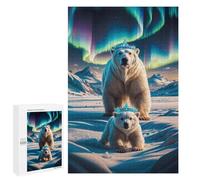 Jigsaw 1000 PCS for Teenagerss Aurora Crowned Polar Bears Jigsaw Puzzle Family Games Pattern Assembly Unique Gifts for Birthday And Christmas 1000 PCS