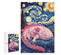 Jigsaw 1000 PCS for Teenagerss Axolotl in Starry Night Style Jigsaw Puzzle Family Games Pattern Assembly Unique Gifts for Birthday And Christmas 1000 PCS