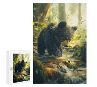 Jigsaw 1000 PCS for Teenagerss Bear Cub in A Forest Stream Puzzles for Teenagerss Analysis And Logic Parent-child Interaction Challenging Game Toys 1000 PCS