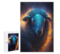 Jigsaw 1000 PCS for Teenagerss Blue Sheep with Fiery Mane Puzzles for Teenagerss Analysis And Logic Parent-child Interaction Challenging Game Toys 1000 PCS