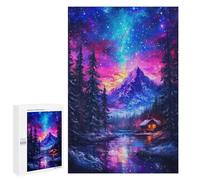 Jigsaw 1000 PCS for Teenagerss Cabin Under Starry Sky Jigsaw for Adults Toy Wall Decor Presents for Women Unique Gifts for Birthday And Christmas 1000 PCS