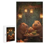 Jigsaw 1000 PCS for Teenagerss Capybara Family Dinner in The Rain Jigsaw for Adults Toy Wall Decor Presents for Women Unique Gifts for Birthday And Christmas 1000 PCS