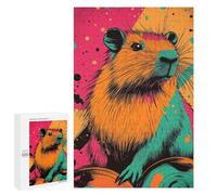 Jigsaw 1000 PCS for Teenagerss Capybara Pop Art Capybara Pop Art Illustration Vibrant Modern Animal Art Puzzles for Adults Relax Games Staycation Kill Time for Is Ideal As A Gift 1000 PCS
