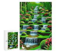 Jigsaw 1000 PCS for Teenagerss Cascading Waterfall Garden with Swans Jigsaw Puzzle Family Games Pattern Assembly Unique Gifts for Birthday And Christmas 1000 PCS