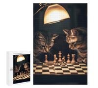 Jigsaw 1000 PCS for Teenagerss Cats Playing Chess Jigsaw for Adults Toy Wall Decor Presents for Women Unique Gifts for Birthday And Christmas 1000 PCS