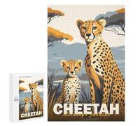 Jigsaw 1000 PCS for Teenagerss Cheetah Mother And Cub Jigsaw Puzzle Family Games Pattern Assembly Unique Gifts for Birthday And Christmas 1000 PCS