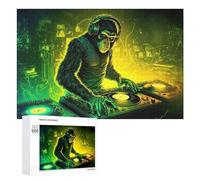 Jigsaw 1000 PCS for Teenagerss Chimp DJ Neon Lights Puzzles for Adults Relaxing Games Analysis And Logic Parent-child Interaction 1000 PCS