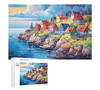 Jigsaw 1000 PCS for Teenagerss Coastal Village Serenity Puzzles for Adults Relaxing Games Analysis And Logic Parent-child Interaction 1000 PCS